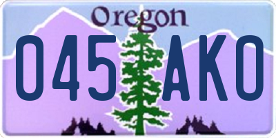 OR license plate 045AKO