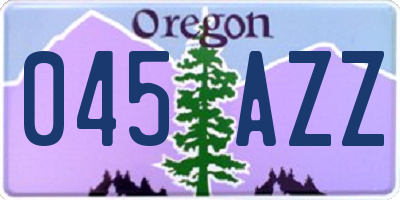 OR license plate 045AZZ