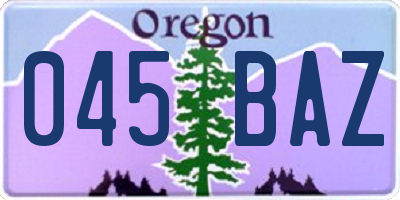 OR license plate 045BAZ