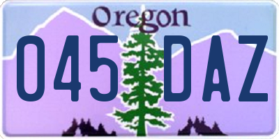 OR license plate 045DAZ