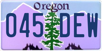 OR license plate 045DEW