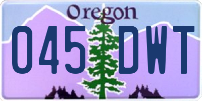 OR license plate 045DWT