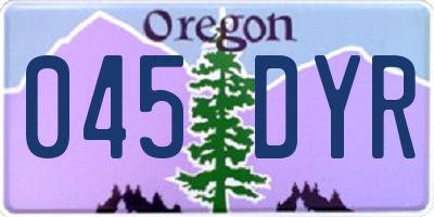 OR license plate 045DYR