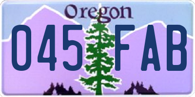 OR license plate 045FAB