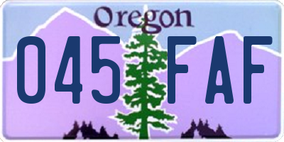 OR license plate 045FAF