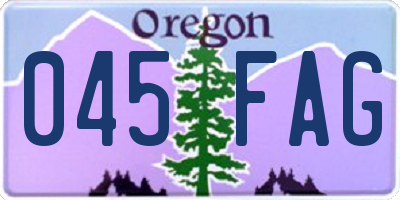 OR license plate 045FAG