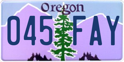OR license plate 045FAY