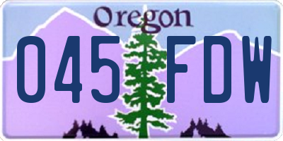 OR license plate 045FDW