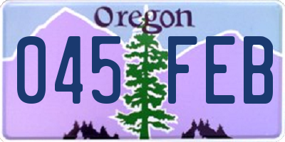 OR license plate 045FEB