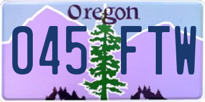 OR license plate 045FTW
