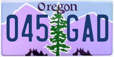 OR license plate 045GAD