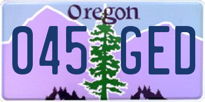OR license plate 045GED