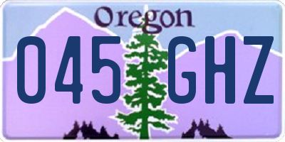 OR license plate 045GHZ