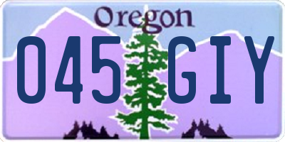 OR license plate 045GIY