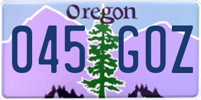 OR license plate 045GOZ