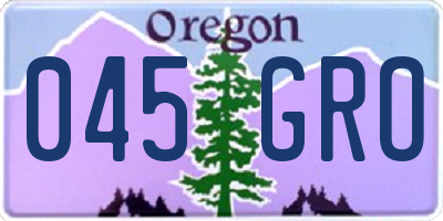 OR license plate 045GRO