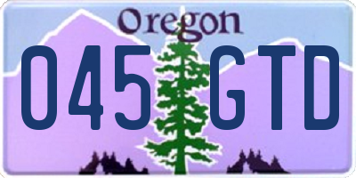 OR license plate 045GTD