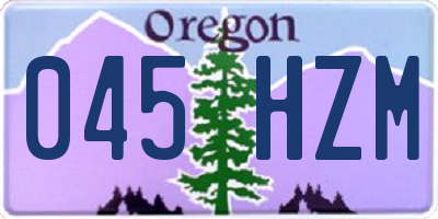 OR license plate 045HZM