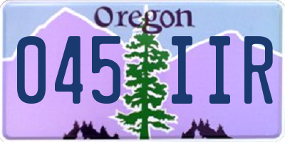 OR license plate 045IIR