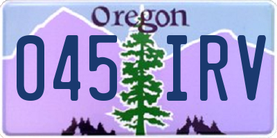 OR license plate 045IRV