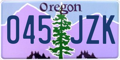 OR license plate 045JZK