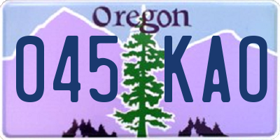OR license plate 045KAO