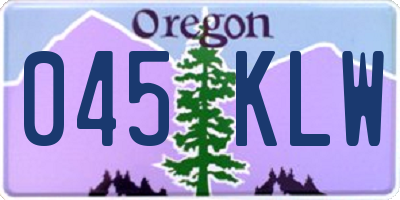 OR license plate 045KLW