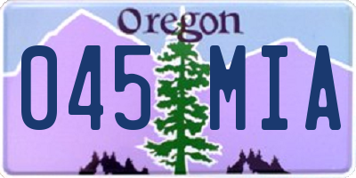 OR license plate 045MIA