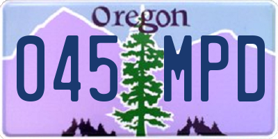 OR license plate 045MPD