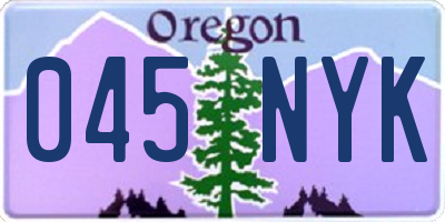 OR license plate 045NYK