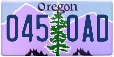 OR license plate 045OAD