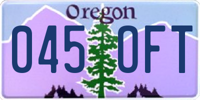 OR license plate 045OFT