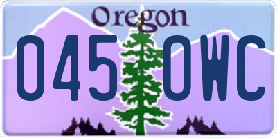 OR license plate 045OWC