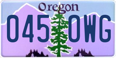 OR license plate 045OWG