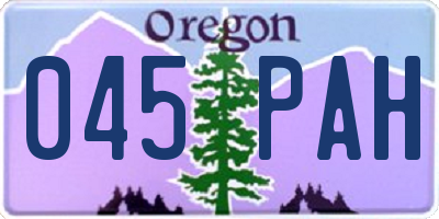 OR license plate 045PAH