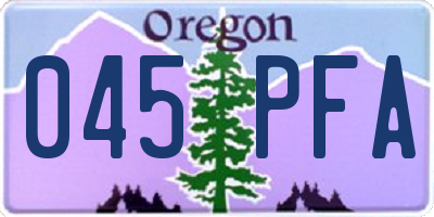 OR license plate 045PFA