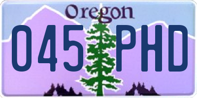 OR license plate 045PHD