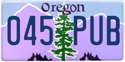 OR license plate 045PUB