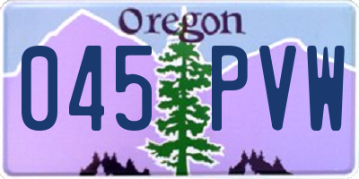 OR license plate 045PVW