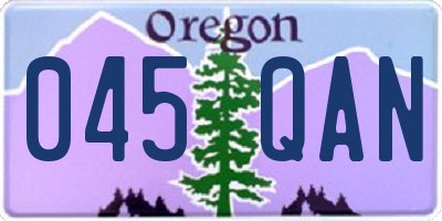 OR license plate 045QAN