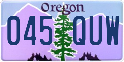 OR license plate 045QUW
