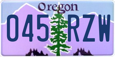 OR license plate 045RZW