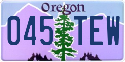 OR license plate 045TEW