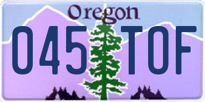 OR license plate 045TOF