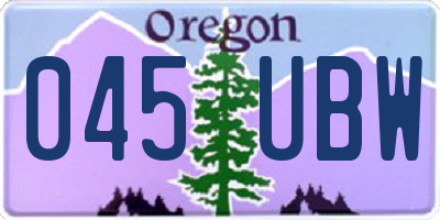 OR license plate 045UBW