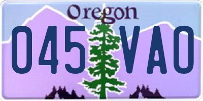 OR license plate 045VAO