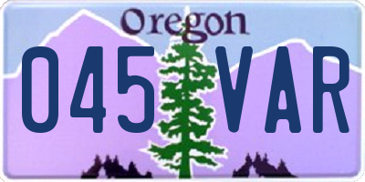 OR license plate 045VAR