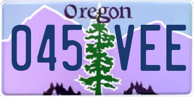 OR license plate 045VEE