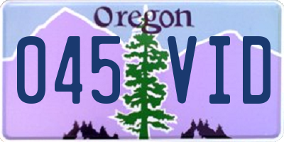 OR license plate 045VID
