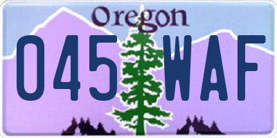 OR license plate 045WAF